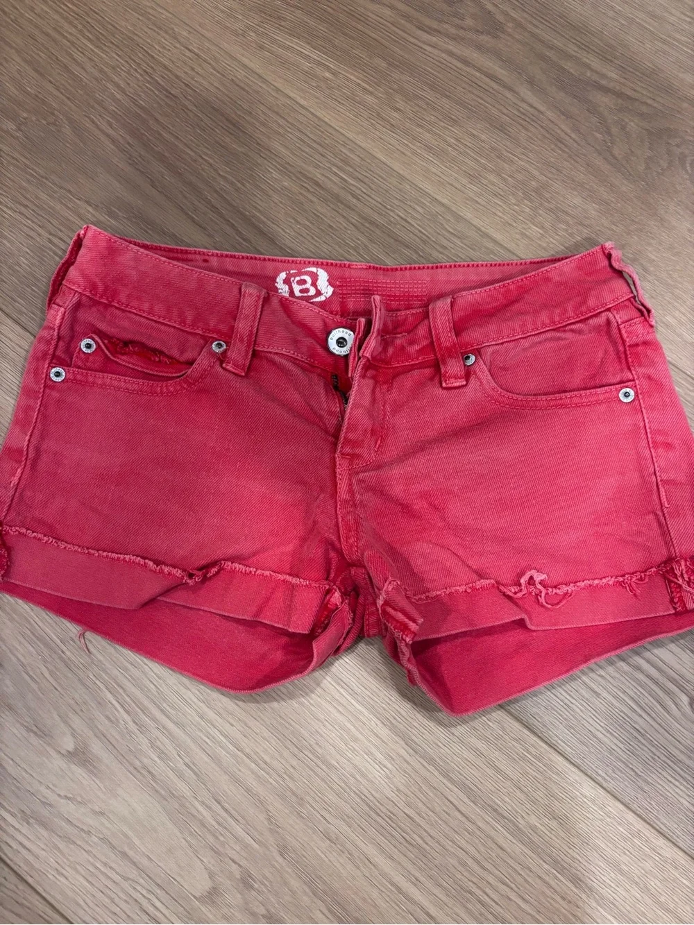 vintage coral denim shorts from bullhead denim